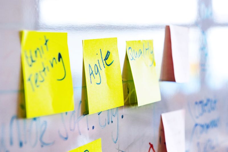 Post-Its on a whiteboard.